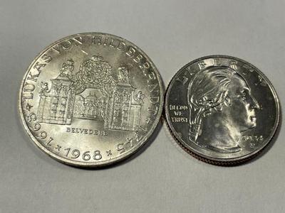 Austria 1968 Brilliant Uncirculated 25 Schilling Silver Coin as Pictured. FREE DOMESTIC SHIPPING.