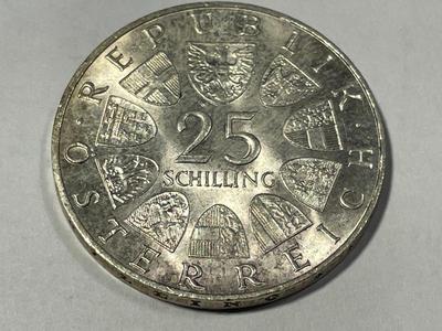 Austria 1966 Uncirculated Condition 25 Schilling Silver Coin KM#2899 as Pictured. FREE DOMESTIC SHIPPING.