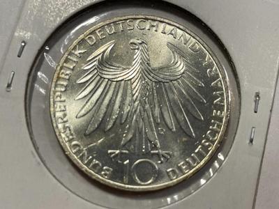 Germany 1972D- Federal Republic 10 Mark Silver Coin as Pictured. FREE DOMESTIC SHIPPING.