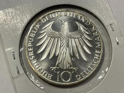 Germany 1972G- Federal Republic 10 Mark Silver Coin as Pictured. FREE DOMESTIC SHIPPING.