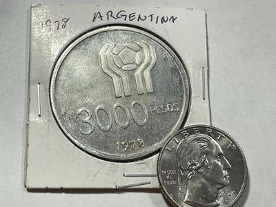 Argentina 1978 Uncirculated Condition 3000 Pesos Silver Coin KM#80 as Pictured. FREE DOMESTIC SHIPPING.