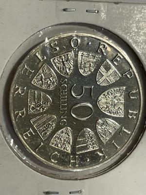 Austria 1970 Proof 50 Schilling Silver Coin KM#2909 as Pictured. FREE DOMESTIC SHIPPING.