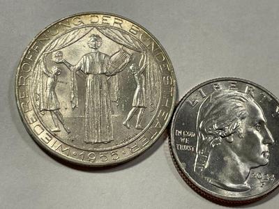 Austria 1955 Uncirculated Condition 25 Schilling Silver Coin KM#2880 as Pictured. FREE DOMESTIC SHIPPING.