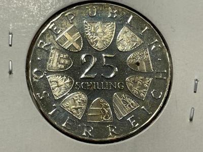 Austria 1973 Proof Condition 25 Schilling Silver Coin KM#2915 as Pictured, FREE DOMESTIC SHIPPING.