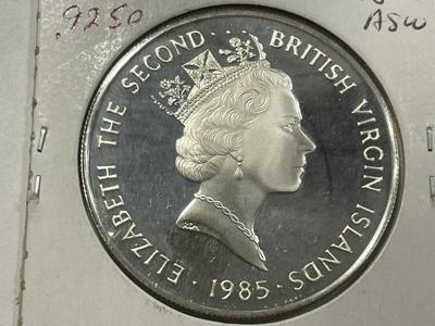 BRITISH VIRGIN ISLANDS 1985 PROOF $25 SILVER COIN AS PICTURED. FREE DOMESTIC SHIPPING.