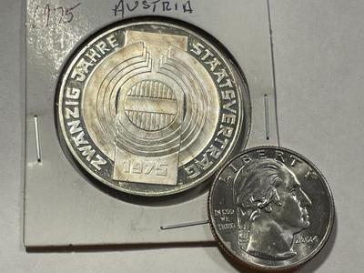 Austria 1975 Proof 100 Schilling Silver Coin KM#2924 as Pictured. FREE DOMESTIC SHIPPING.