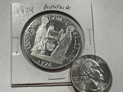 Austria 1974 Proof 50 Schilling Silver Coin KM#2921 as Pictured. FREE DOMESTIC SHIPPING.
