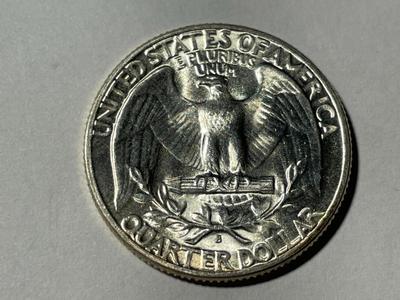 1951-S BRILLIANT UNCIRCULATED CONDITION WASHINGTON SILVER QUARTER AS PICTURED. FREE DOMESTIC SHIPPING.