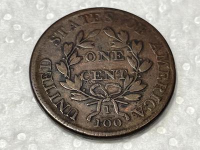 DRAPED BUST 1807 LARGE FRACTION LG 1c ROTATED REVERSE 180 DEGREES IN FINE/VF CONDITION AS PICTURED.