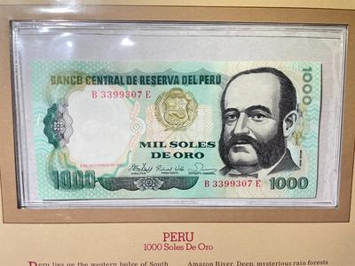 Peru 1000 Soles de Oro 1981 Banknote/Currency in Uncirculated Condition by Fleetwood as Pictured.