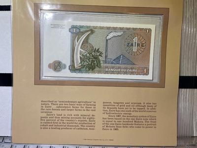 Zaire 1 Zaire 1979 Banknote/Currency in Uncirculated Condition by Fleetwood as Pictured.