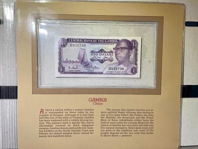 Gambia 1 Dalasi Banknote/Currency in Uncirculated Condition by Fleetwood as Pictured.