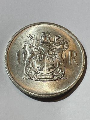 South Africa 1969 Uncirculated Condition 1 Rand Silver Coin as Pictured.