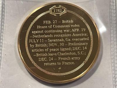 1782 PRELIMINARY ARTICLES OF PEACE SIGNED FRANKLIN MINT PROOF BRONZE MEDAL (MEDAL #7). FREE DOMESTIC SHIPPING.