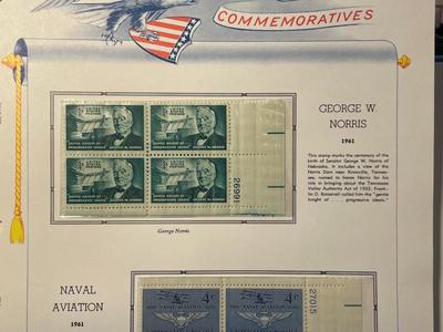 George W, Norris & Naval Aviation 1961 Mint Condition US Stamp Plate Blocks Page as Pictured. Only One $5 Shipping Charge for 1 or...