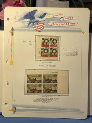 Christmas & Winslow Homer 1962 Mint Condition US Stamp Plate Blocks Page as Pictured. Only One $5 Shipping Charge for 1 or 100 Pages...