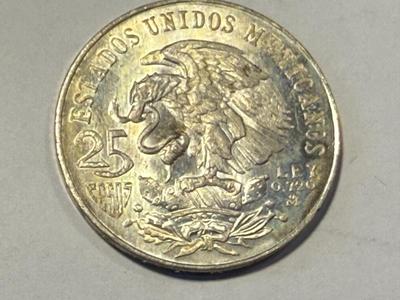 Mexico 1968-Mo CHOICE BU w/Proof-like Fields XIX Olympic Games 25 Pesos Silver Coin as Pic'd. FREE DOMESTIC SHIPPING.