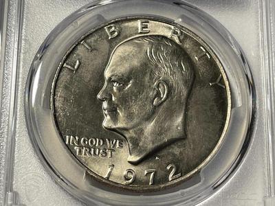 PCGS CERTIFIED 1972-D MS65 EISENHOWER DOLLAR AS PICTURED. FREE DOMESTIC SHIPPING.