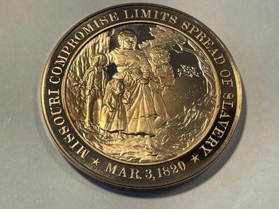 1820 MISSOURI COMPROMISE LIMITS SPREAD OF SLAVERY FRANKLIN MINT PROOF BRONZE MEDAL (MEDAL #52). FREE DOMESTIC SHIPPING.
