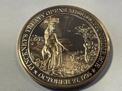 1795 PINCKNEY'S TREATY OPENS MISSISSIPPI COMMERCE FRANKLIN MINT PROOF BRONZE MEDAL (MEDAL #47). FREE DOMESTIC SHIPPING.