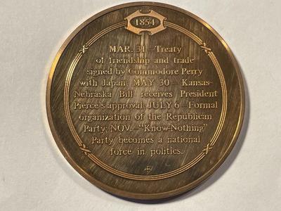 CLEANED 1854 PERRY OPENS TRADE WITH JAPAN FRANKLIN MINT PROOF BRONZE MEDAL (MEDAL #119). FREE DOMESTIC SHIPPING.