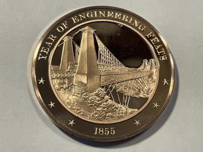 1855 YEAR OF ENGINEERING FEATS FRANKLIN MINT PROOF BRONZE MEDAL (MEDAL #117). FREE DOMESTIC SHIPPING