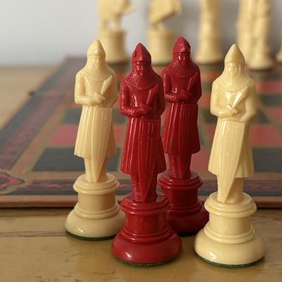 LOT 23: Vintage Kingsway Florentine Chess Set Featuring Replicas of 11th Century Figures, New Bingo, Scrabble, Scribbage & Yahtzee