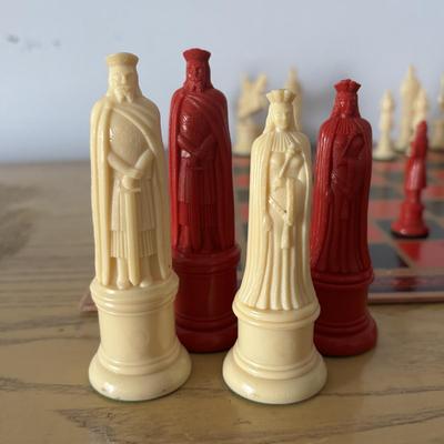 LOT 23: Vintage Kingsway Florentine Chess Set Featuring Replicas of 11th Century Figures, New Bingo, Scrabble, Scribbage & Yahtzee