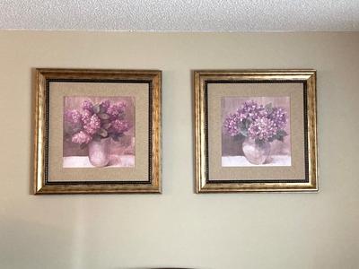 LOT 58: Pair of Signed Floral Wall Hangings