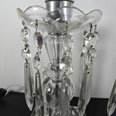 LOT 127: Crystal Hurricane Mantle Lamps