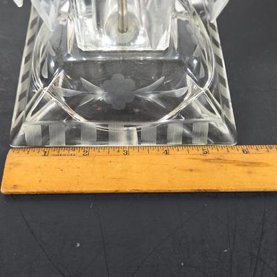 LOT 127: Crystal Hurricane Mantle Lamps