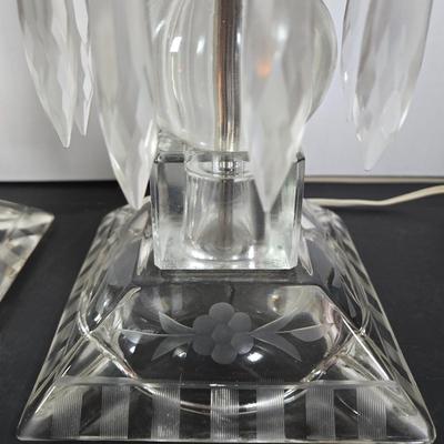 LOT 127: Crystal Hurricane Mantle Lamps