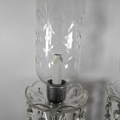 LOT 127: Crystal Hurricane Mantle Lamps