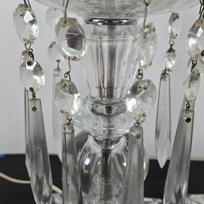LOT 127: Crystal Hurricane Mantle Lamps