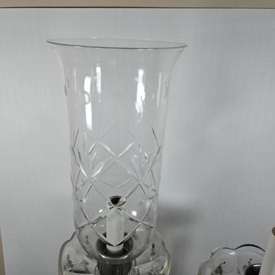 LOT 127: Crystal Hurricane Mantle Lamps