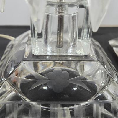 LOT 127: Crystal Hurricane Mantle Lamps