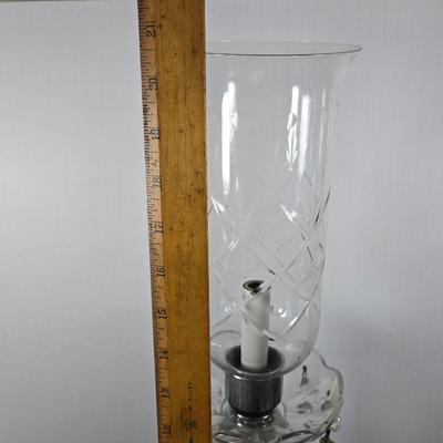 LOT 127: Crystal Hurricane Mantle Lamps