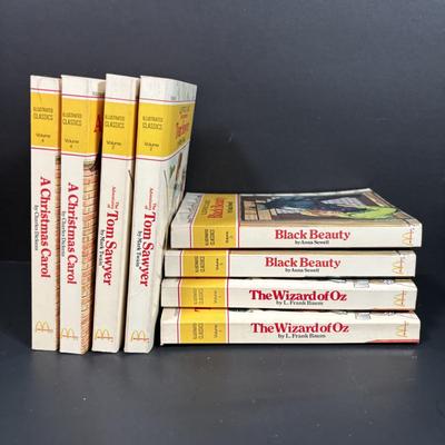 LOT 138: 1977 McDonalds Happy Meal Illustrated Classics Books Vol 1-4 The Wizard of Oz, Tom Sawyer, Black Beauty, A Christmas Carol &...