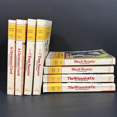 LOT 138: 1977 McDonalds Happy Meal Illustrated Classics Books Vol 1-4 The Wizard of Oz, Tom Sawyer, Black Beauty, A Christmas Carol &...