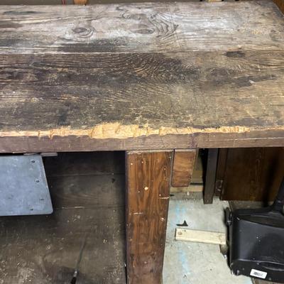 LOT 141: Wooden Handcrafted Heavy Duty Work Bench w/Draw & Tools