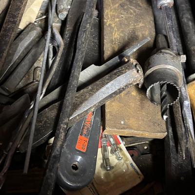 LOT 141: Wooden Handcrafted Heavy Duty Work Bench w/Draw & Tools