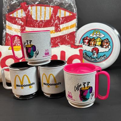 LOT 145: McDonalds New/Old Stock: Vintage French Fry Canvas Tote Bag, Ronald's Gang Beach Towel, Ty Teenie Beanie 25th Anniversary...