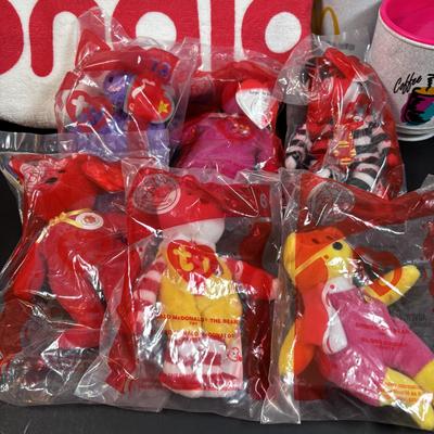LOT 145: McDonalds New/Old Stock: Vintage French Fry Canvas Tote Bag, Ronald's Gang Beach Towel, Ty Teenie Beanie 25th Anniversary...