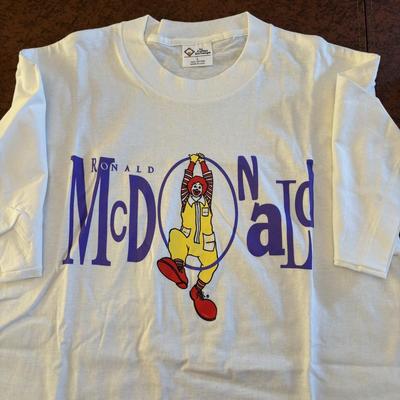 LOT 148: Vintage Ronald Mcdonald T-Shirts (qty of 3, XL), 3 Hats and a Plastic Coffee Mug w/Lid
