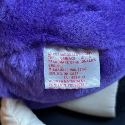 LOT 149: Vintage Early Birdie & Grimace Plush Toys & McDonalds Plastic Dishes (5)