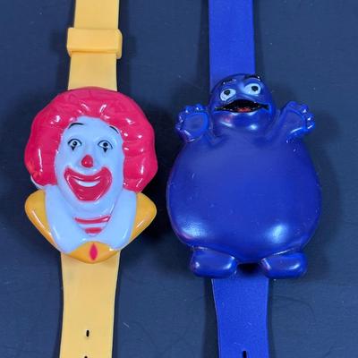 LOT 153" Vintage McDonald's Grimace & Ronald McDonalds Flip Digital Wristwatch (qty 8,), McDonalds Pencils & Lapel...
