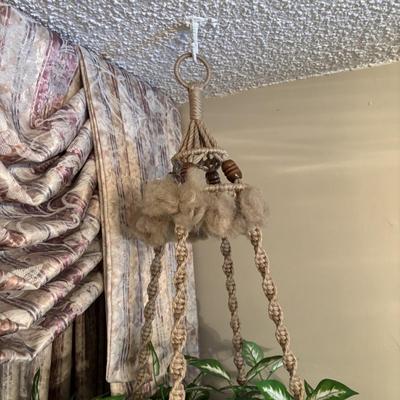 LOT 155: Macramé Plant Hanger & Fauz Plants