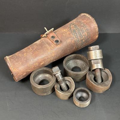 LOT 156: Antique/Vintage Tools: Ford Model-T Open Ended Wrenches, Greenlee Conduit No 735 Knockout Punch Set, Stanley No 110 Plane &...