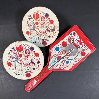 LOT 158: Vintage US Metal Toy Mg. Co, Noise Makers (qty 4), View Master Reels, Clown Toy & More