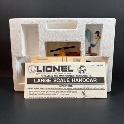 LOT 159: Lionel 87208n Wile E. Coyote & Road Runner Handcar in O Scale (Missing Wile E. Coyote)